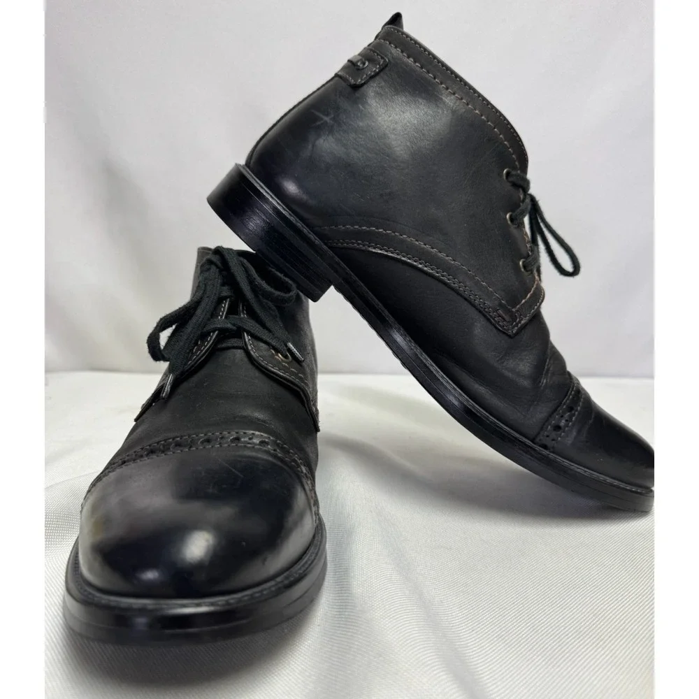 Men's Johnston & Murphy Black Leather Chukka Style Dress Ankle Boots Size 9 M